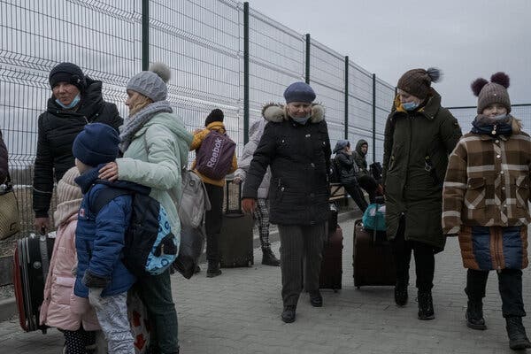 Refugees from Ukraine arriving at the Polish village of Medyka last week.