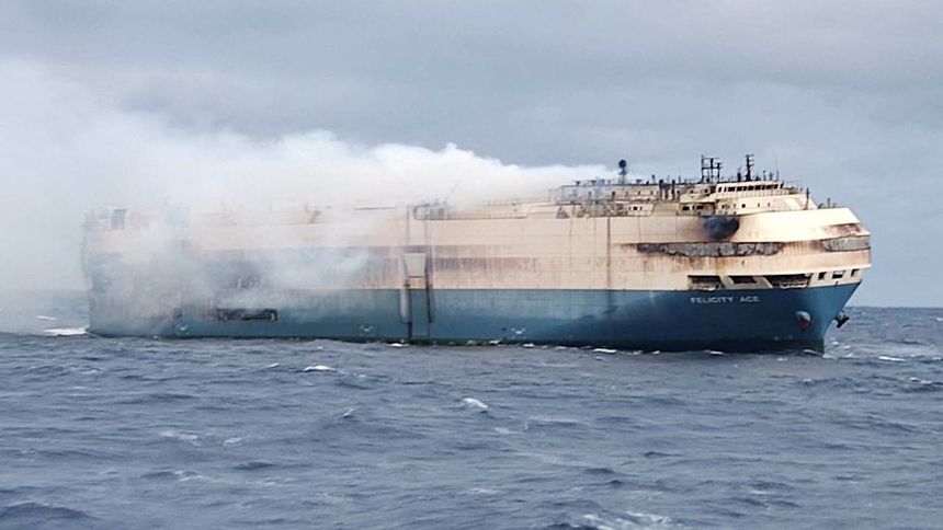 Video: Burning Cargo Ship Full of Luxury Cars Left Adrift